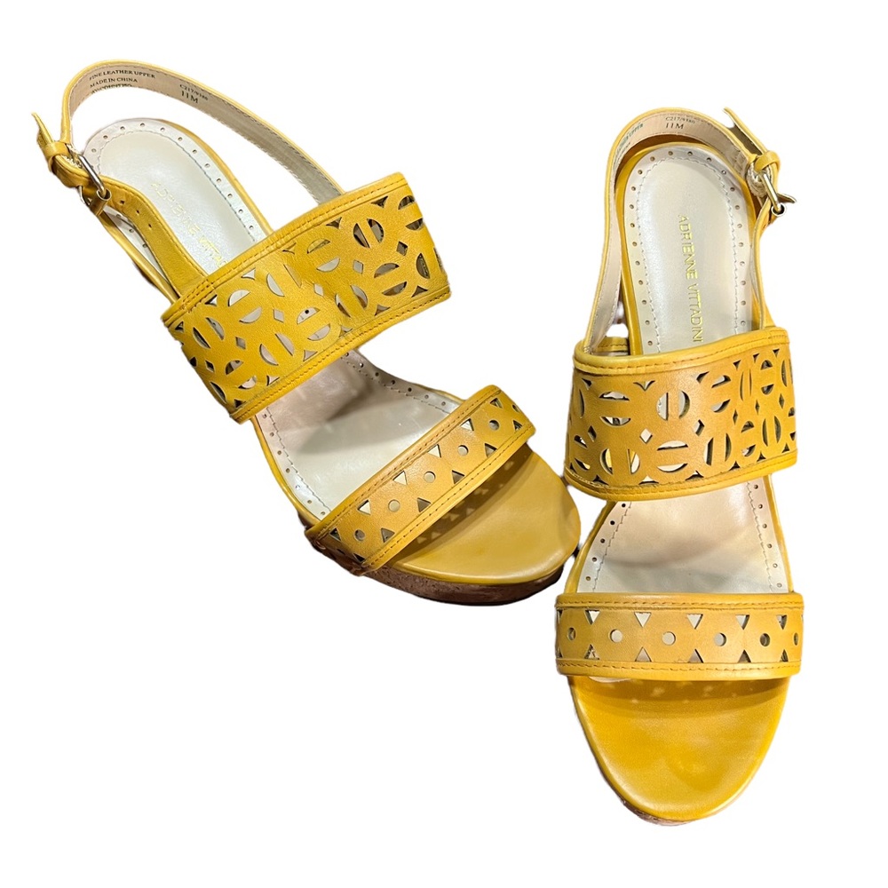 Adrienne Vittadini Women’s Open Toe Wedge Yellow Shoes Size 11
